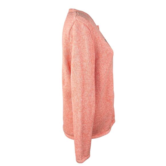 LL Bean Womens Peach Cardigan Sweater Thick Cotton Large - Picture 4 of 8
